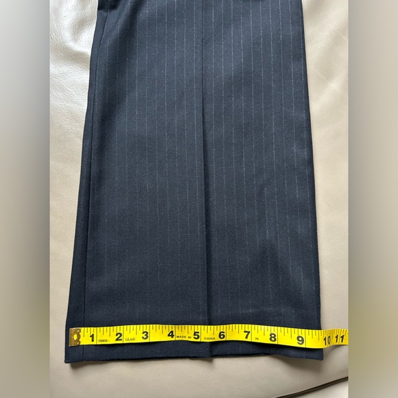 Zara PINSTRIPE SLIM FIT PANTS NAVY BLUE - Picture 5 of 8